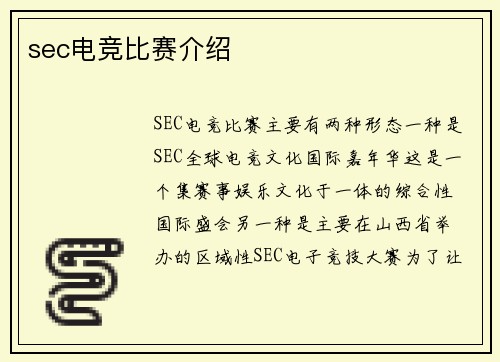 sec电竞比赛介绍